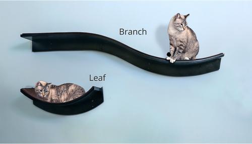 Show full view: The Refined Feline Lotus Leaf Wall Mounted Cat Wall Shelf, Espresso slide 5 of 7