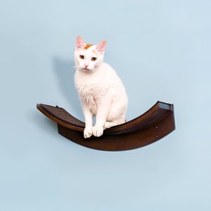 The Refined Feline Lotus Leaf Wall Mounted Cat Wall Shelf, Mahogany
