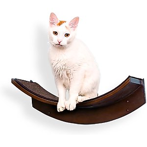 The Refined Feline Lotus Leaf Wall Mounted Cat Wall Shelf, Mahogany