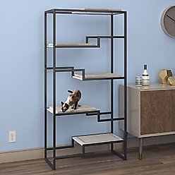 The Refined Feline Metropolitan 62-in Faux-Fur Cat Tree & Condo, Black with White