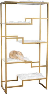 Show full view: The Refined Feline Metropolitan 62-in Faux-Fur Cat Tree & Condo, Gold & White slide 3 of 5
