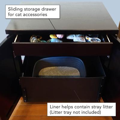 Show full view: The Refined Feline Refined Deluxe Cat Litter Box, Espresso, Large slide 4 of 8