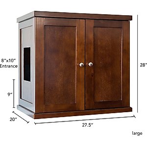 The Refined Feline Refined Deluxe Cat Litter Box, Mahogany, Large