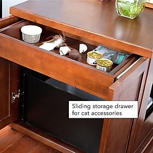 The Refined Feline Refined Deluxe Cat Litter Box, Mahogany, Large