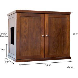 The Refined Feline Refined Deluxe Cat Litter Box, Mahogany, X-Large