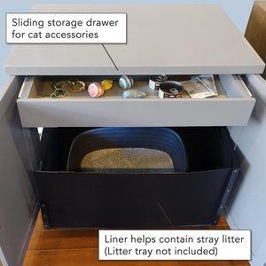The Refined Feline Refined Deluxe Cat Litter Box, Smoke, Large