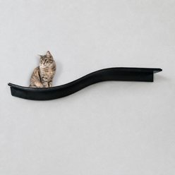 The Refined Feline Right Facing Lotus Branch Wall Mounted Cat Wall Shelf, Ebony