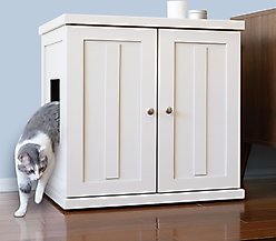 The Refined Feline Shaker Deluxe Cat Litter Box, White, Large