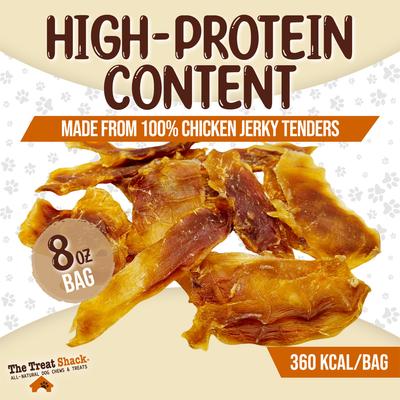 Show full view: The Treat Shack 100% Real Chicken Jerky Breast Tenders High-Protein Adult Dehydrated Dog Treats, 8-oz bag slide 4 of 9