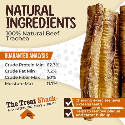 Show full view: The Treat Shack 12-in Whole Beef Trachea Tubes Natural Dog Chew Treats, 8 count slide 6 of 9