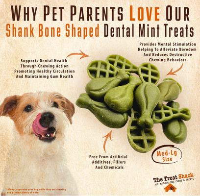 Show full view: The Treat Shack 3 to 4-in Mint Dental Dog Treats, Medium, 8-oz bag slide 4 of 10