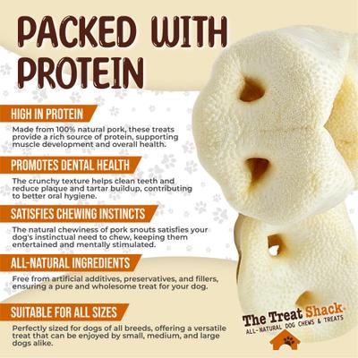 Show full view: The Treat Shack 3 to 4-in Pork Snouts Natural Dog Chew Treats, 5 count slide 5 of 9