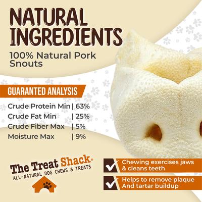 Show full view: The Treat Shack 3 to 4-in Pork Snouts Natural Dog Chew Treats, 5 count slide 6 of 9