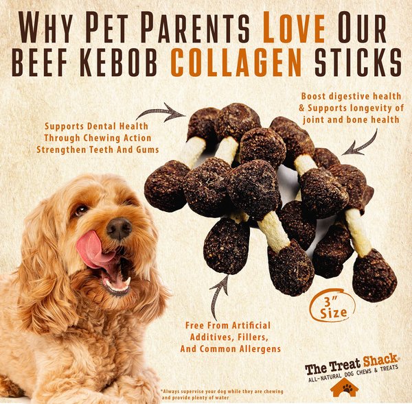 The Treat Shack 3-in Beef Kebob Crunchy Sticks Dog Treats