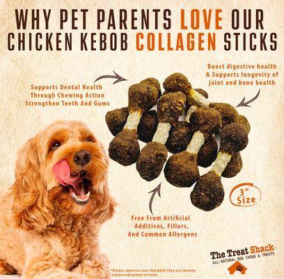 Show full view: The Treat Shack 3-in Chicken Kebob Crunchy Sticks Dog Treats, 12 count slide 4 of 10