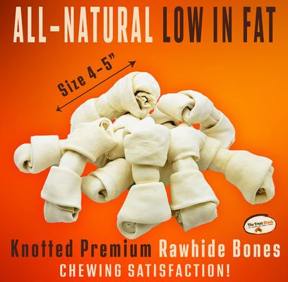 Show full view: The Treat Shack 4 to 5-in Knotted Bones Rawhide Dog Treats, 10 count slide 4 of 10