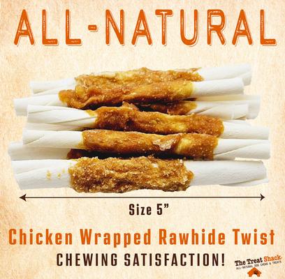 Show full view: The Treat Shack 5-in Chicken Wrapped Rawhide Twist Dog Treat, 24 count slide 4 of 9