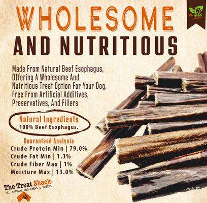 Show full view: The Treat Shack 6-in Beef Esophagus Gullet Sticks Dog Treat, 30 count slide 5 of 10