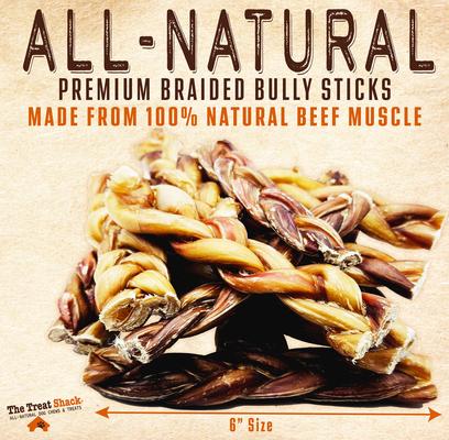 Show full view: The Treat Shack 6-in Braided Bully Sticks Dog Treats, 6 count slide 4 of 10