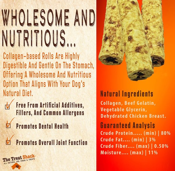 Show full view: The Treat Shack 6-in Chicken Crunchy Rolls Dog Treats, 6 count slide 5 of 10