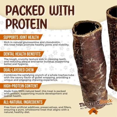 Show full view: The Treat Shack 6-in Whole Beef Trachea Tube Wrapped with Gullet Crunchy Duo Natural Dog Chew Treats, 3 count slide 5 of 9