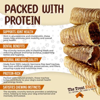 Show full view: The Treat Shack 6-in Whole Beef Trachea Tubes Natural Dog Chew Treats, 10 count slide 5 of 10