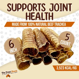 The Treat Shack 6-in Whole Beef Trachea Tubes Natural Dog Chew Treats, 5 count