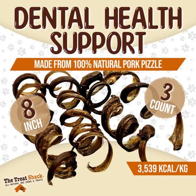 Show full view: The Treat Shack 8-in Pork Pizzle Springs Natural Dog Chew Treats, 3 count slide 4 of 9