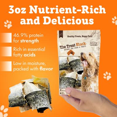 Show full view: The Treat Shack All-Natural Salmon Skins Human-Grade Freeze-Dried Dog Treats, 3-oz bag slide 4 of 9