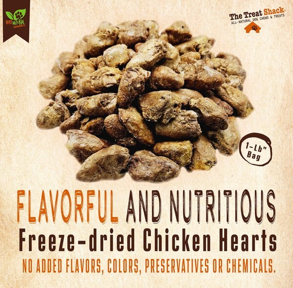 The Treat Shack Freeze-Dried Chicken Hearts Dog Treat, 1-lb bag
