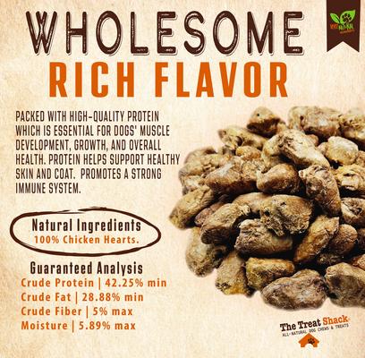 Show full view: The Treat Shack Freeze-Dried Chicken Hearts Dog Treat, 1-lb bag slide 5 of 9