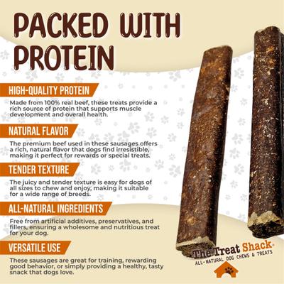 Show full view: The Treat Shack Made 100% Real Beef Sausage High-Protein Soft & Chewy Dog Treats, 6-in, 10 count slide 5 of 9