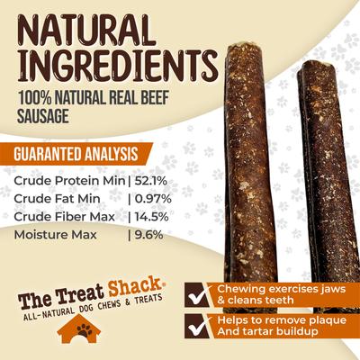 Show full view: The Treat Shack Made 100% Real Beef Sausage High-Protein Soft & Chewy Dog Treats, 6-in, 10 count slide 6 of 9