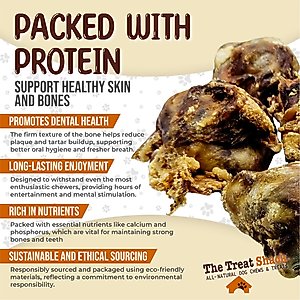 The Treat Shack Meaty Beef Knee Cap Bone Natural Dog Chew Treats, 4 count