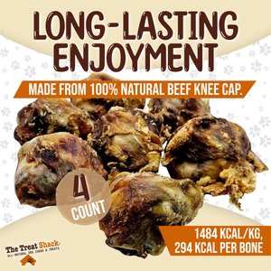 The Treat Shack Meaty Beef Knee Cap Bone Natural Dog Chew Treats, 4 count
