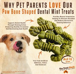The Treat Shack Medium/Large Paw Bone Shaped Dental Mint Flavored Dog Treat, 0.5-lb bag slide 2 of 9