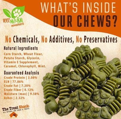 Show full view: The Treat Shack Medium/Large Paw Bone Shaped Dental Mint Flavored Dog Treat, 0.5-lb bag slide 5 of 10