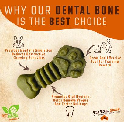 Show full view: The Treat Shack Medium/Large Paw Bone Shaped Dental Mint Flavored Dog Treat, 0.5-lb bag slide 6 of 10