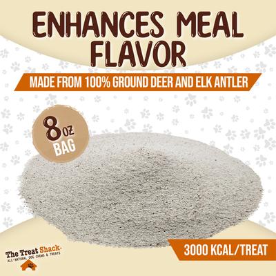 Show full view: The Treat Shack Premium Refined Dust Deer & Elk Antler Dog Food Topper Treats, 8-oz bag slide 4 of 9