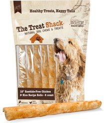 The Treat Shack Rawhide Free Thick Rolls 12-in Chicken & Rice Recipe Dog Hard Chew, 6 count