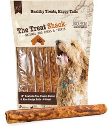The Treat Shack Rawhide Free Thick Rolls 12-in Peanut Butter & Rice Recipe Dog Hard Chew, 6 count