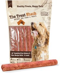 The Treat Shack Rawhide Free Thick Rolls 12-in Salmon & Rice Recipe Dog Hard Chew, 6 count