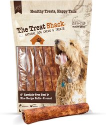 The Treat Shack Rawhide Free Thick Rolls 6-in Beef & Rice Recipe Dog Hard Chew, 2 count