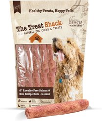 The Treat Shack Rawhide Free Thick Rolls 6-in Salmon & Rice Recipe Dog Hard Chew, 4 count