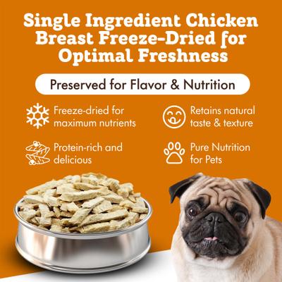 Show full view: The Treat Shack Single Ingredient Chicken Breast Freeze-Dried Dog & Cat Treats, 4-oz bag slide 6 of 10