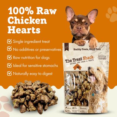Show full view: The Treat Shack Single Ingredient Chicken Hearts Freeze-Dried Dog & Cat Treats, 8-oz bag slide 4 of 10