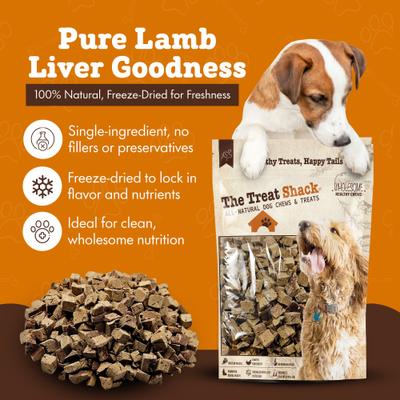 Show full view: The Treat Shack Single Ingredient Lamb Liver Freeze-Dried Dog & Cat Treats, 8-oz bag slide 4 of 10