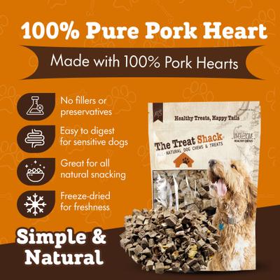 Show full view: The Treat Shack Single Ingredient Pork Hearts Freeze-Dried Dog & Cat Treats, 8-oz bag slide 4 of 10