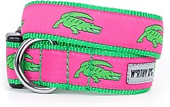 The Worthy Dog Alligators Dog Collar, Pink, Small: 8 to 14-in neck, 5/8-in wide