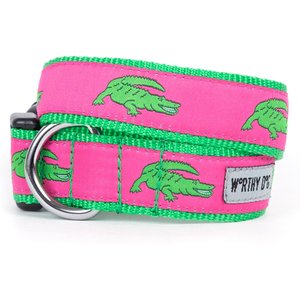 The Worthy Dog Alligators Dog Collar, Pink, Small: 8 to 14-in neck, 5/8-in wide